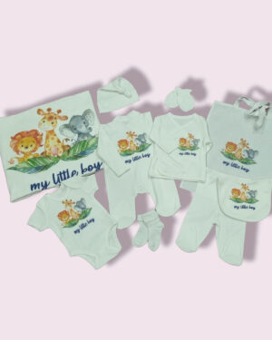 Set Nascita corredino passeggino 12 pz - Animali Savana