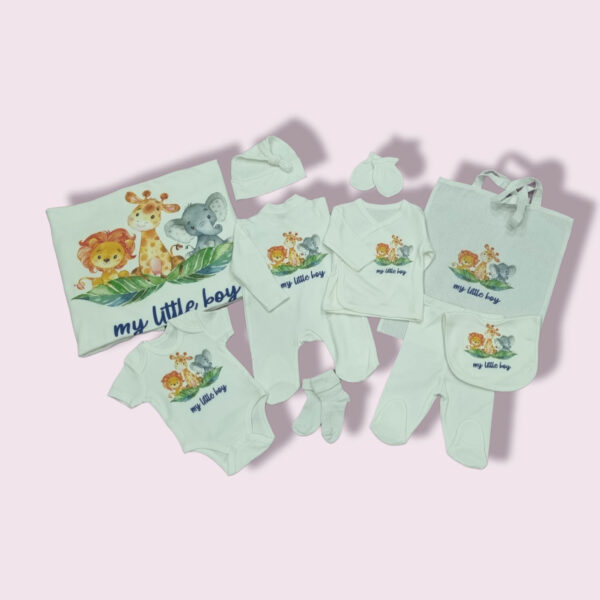 Set Nascita corredino passeggino 12 pz - Animali Savana