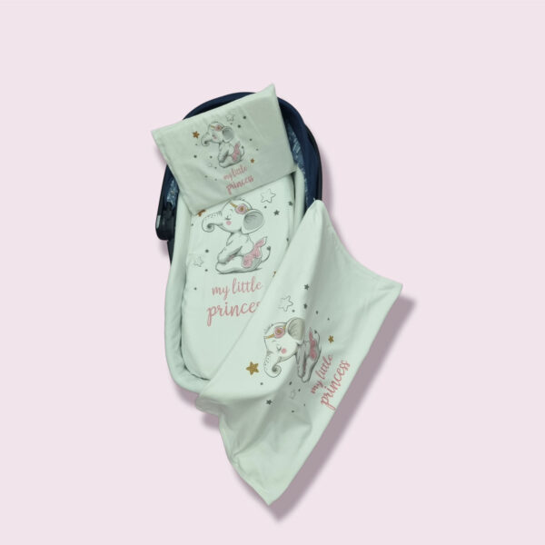 Set Nascita corredino passeggino 12 pz - Elefantino Rosa con gonnellina - Image 2