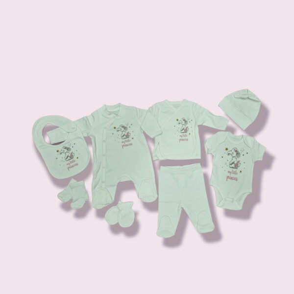 Set Nascita corredino passeggino 12 pz - Elefantino Rosa con gonnellina - Image 3
