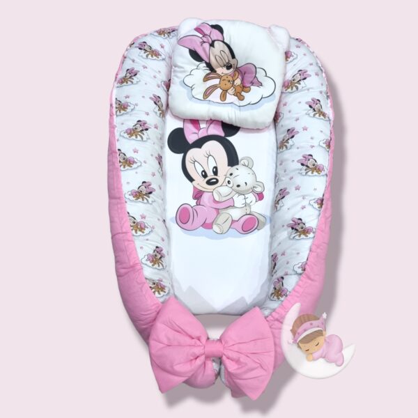 Riduttore Nido con stampa digitale e cuscino anatomico Minnie Baby con Orsetto
