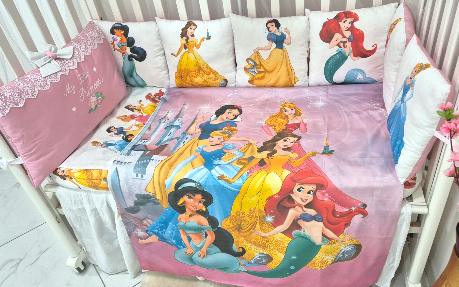 Set Paracolpi Principesse Disney con copripiumino sfoderabile