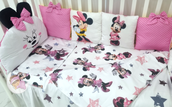 Set Paracolpi Minnie Rosa con copripiumino sfoderabile. - Image 3