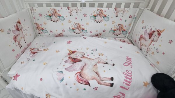 Set Paracolpi Slim Unicorno con copripiumino sfoderabile