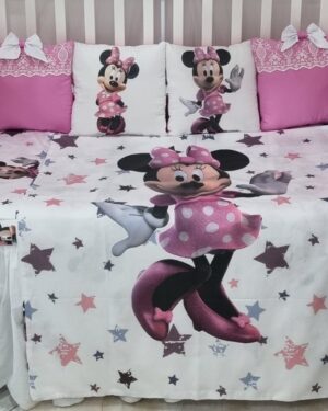 Set Paracolpi Minnie Rosa con copripiumino sfoderabile